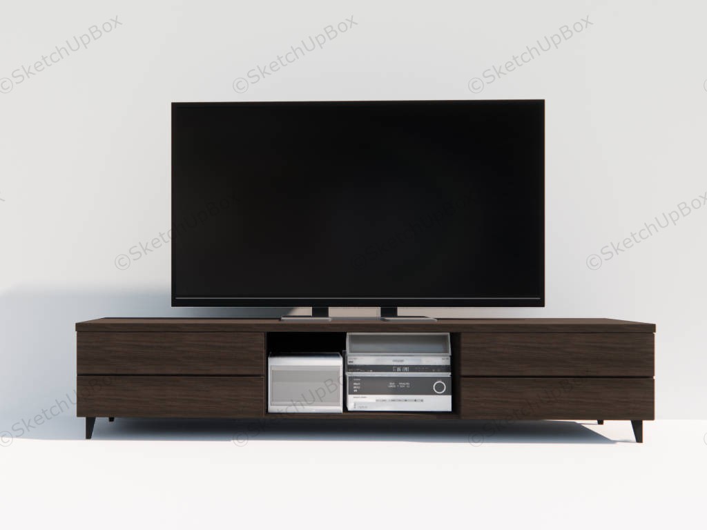 TV Console Cabinet And TV sketchup model preview - SketchupBox