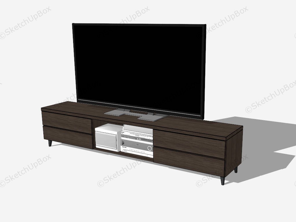 TV Console Cabinet And TV sketchup model preview - SketchupBox