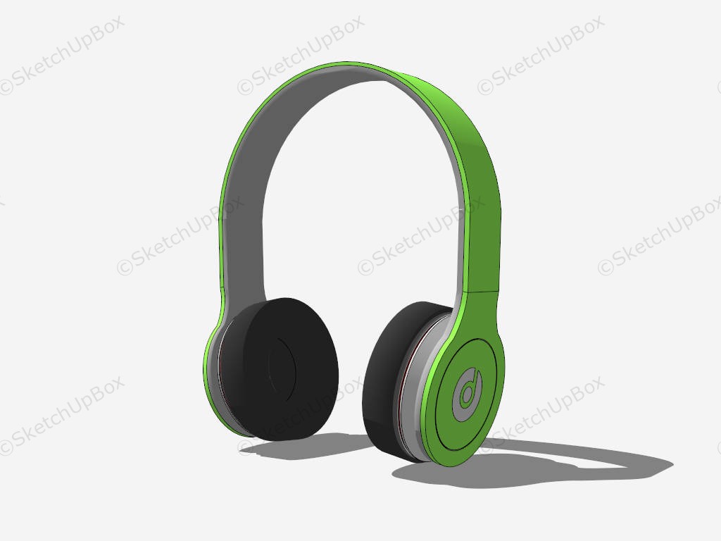 Green Wireless Headphones sketchup model preview - SketchupBox