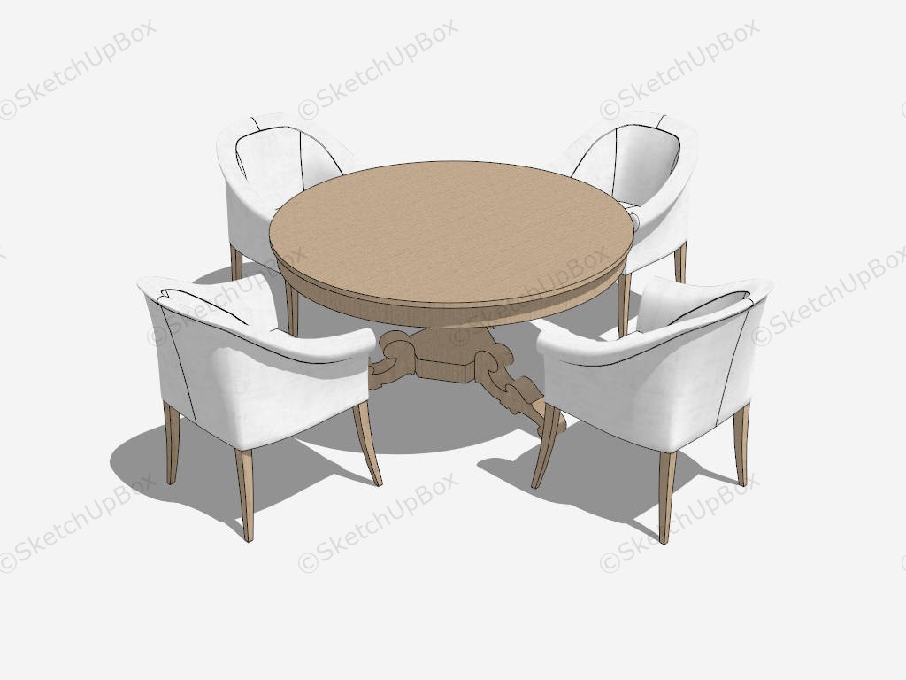 Round Dining Room Sets For 4 sketchup model preview - SketchupBox