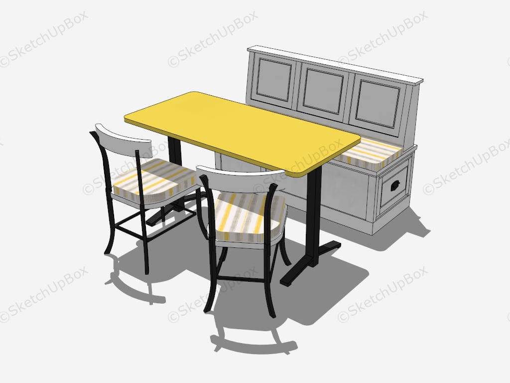 Dining Room Set With Booth Seating sketchup model preview - SketchupBox