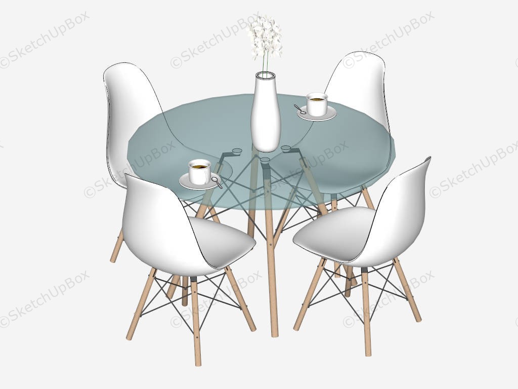 Glass Dining Table Sets sketchup model preview - SketchupBox