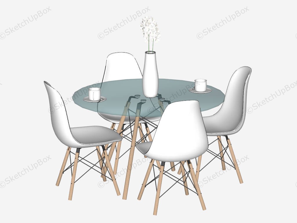Glass Dining Table Sets sketchup model preview - SketchupBox
