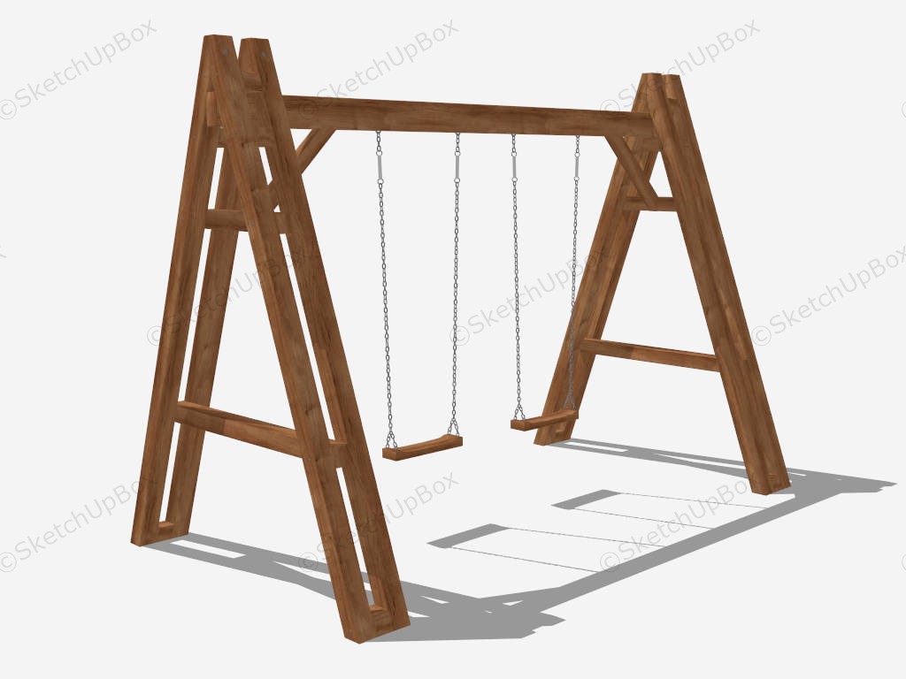 A Frame Wooden Swing Set sketchup model preview - SketchupBox