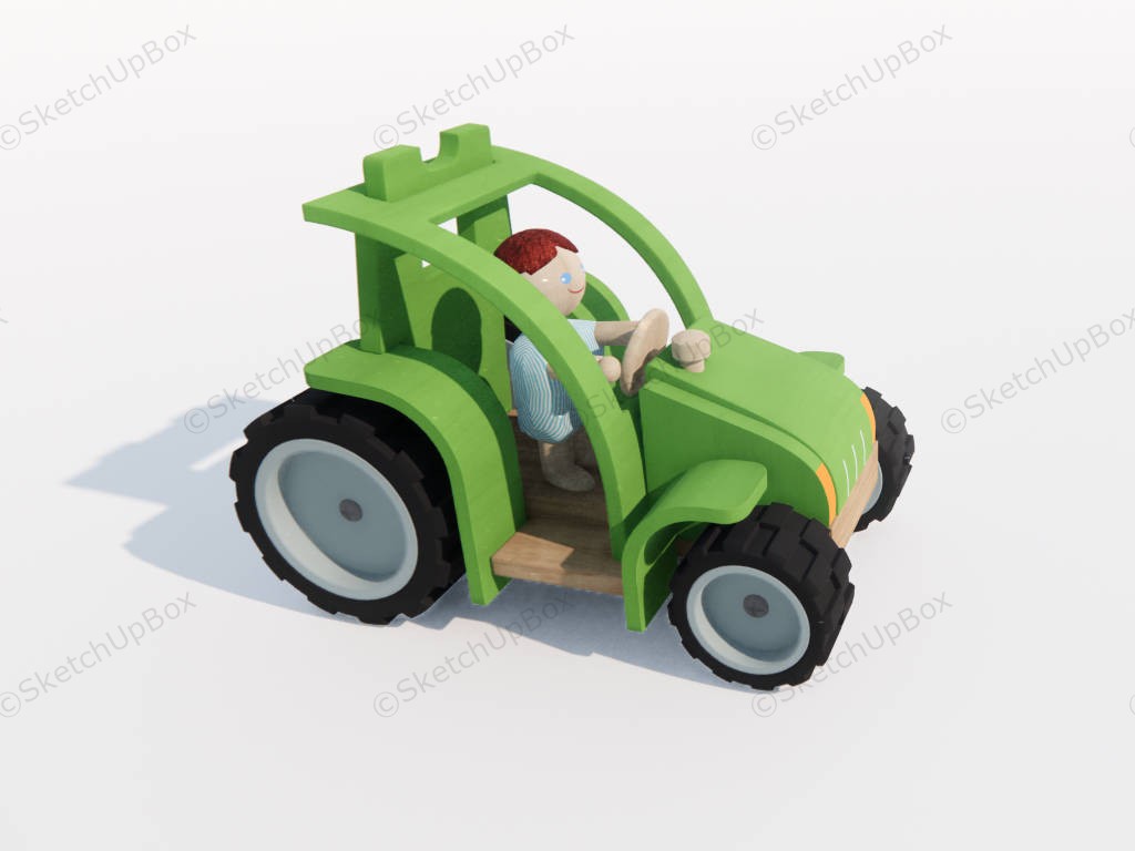 Toy Tractor With Driver sketchup model preview - SketchupBox