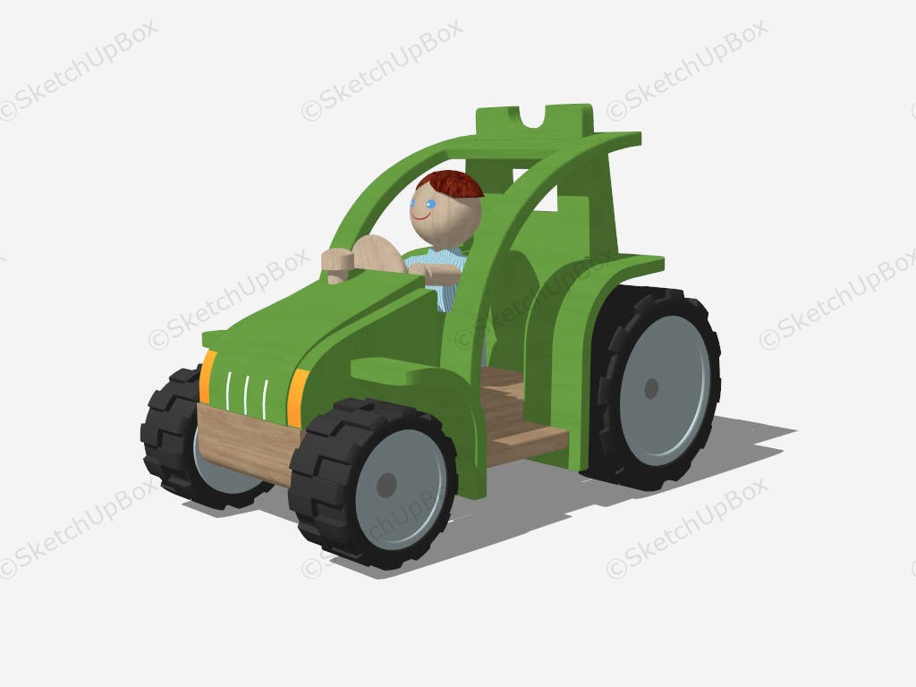 Toy Tractor With Driver sketchup model preview - SketchupBox