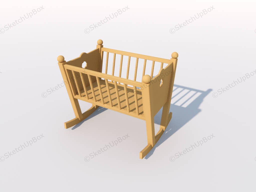 Wood Rocking Baby Cradle sketchup model preview - SketchupBox