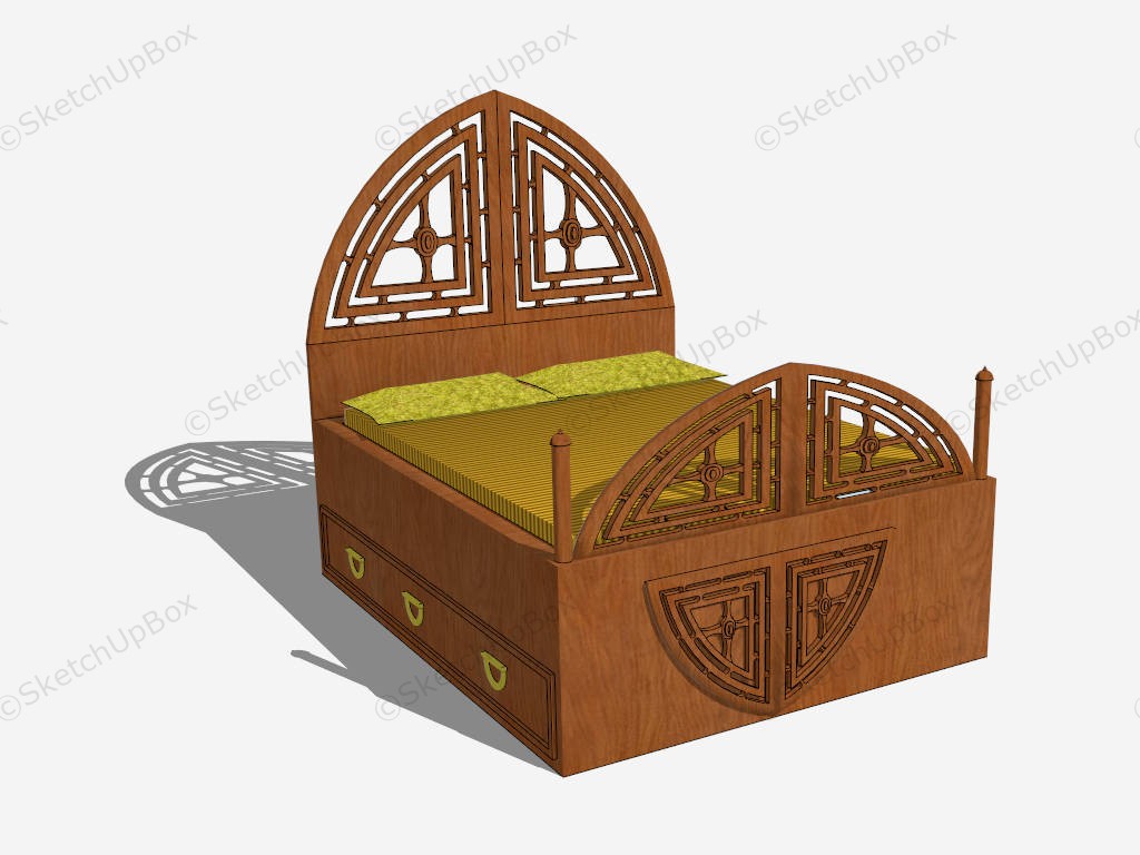 Vintage Wooden Toddler Bed sketchup model preview - SketchupBox