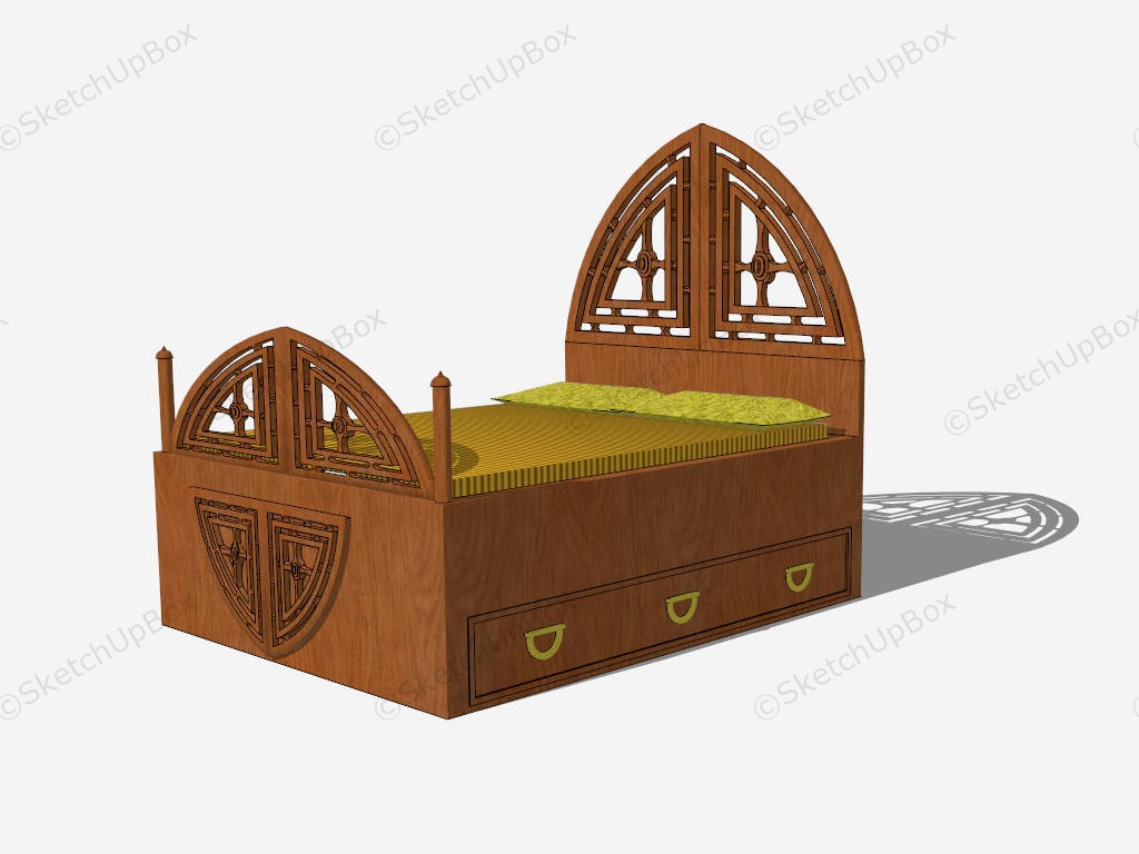 Vintage Wooden Toddler Bed sketchup model preview - SketchupBox