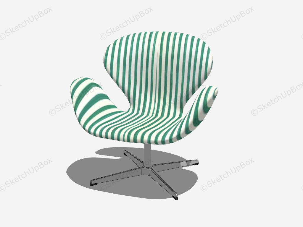Green Stripe Swan Chair sketchup model preview - SketchupBox