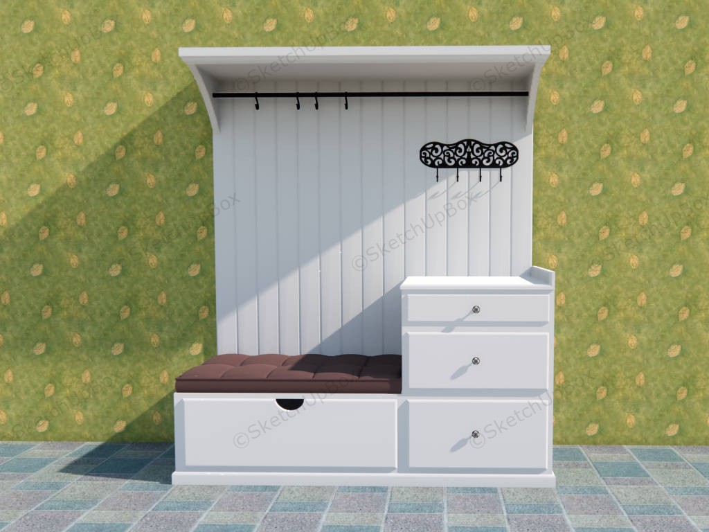 Entryway Bench With Storage And Hook sketchup model preview - SketchupBox