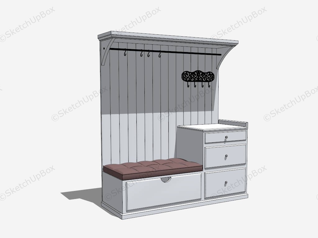 Entryway Bench With Storage And Hook sketchup model preview - SketchupBox