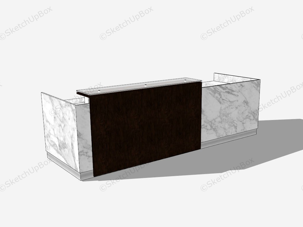 White Marble And Wooden Reception Counter sketchup model preview - SketchupBox