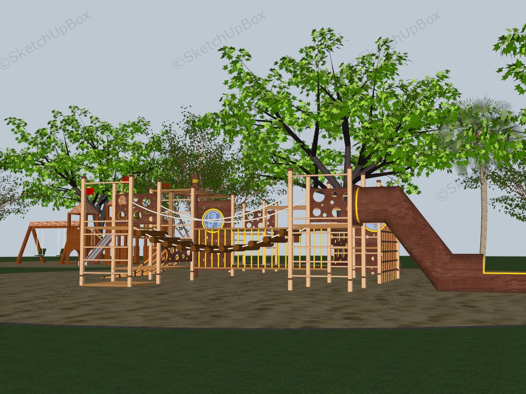 Wooden Outdoor Playset For Backyard sketchup model preview - SketchupBox