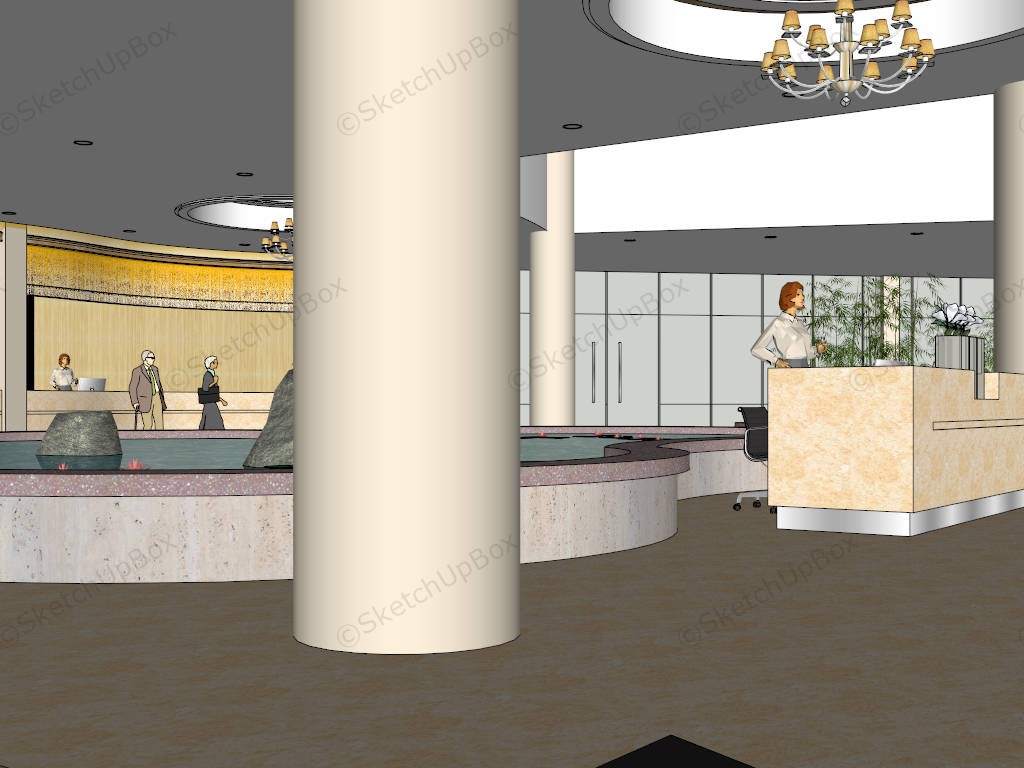Hotel Reception Lobby Interior sketchup model preview - SketchupBox