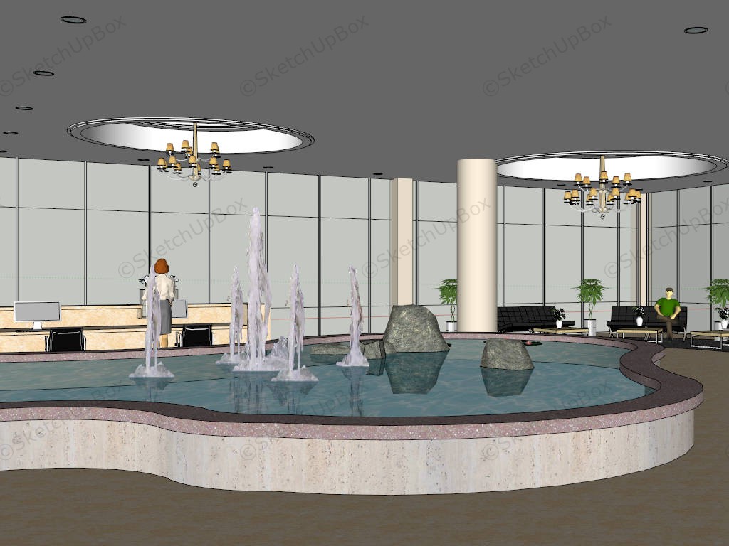 Hotel Reception Lobby Interior sketchup model preview - SketchupBox