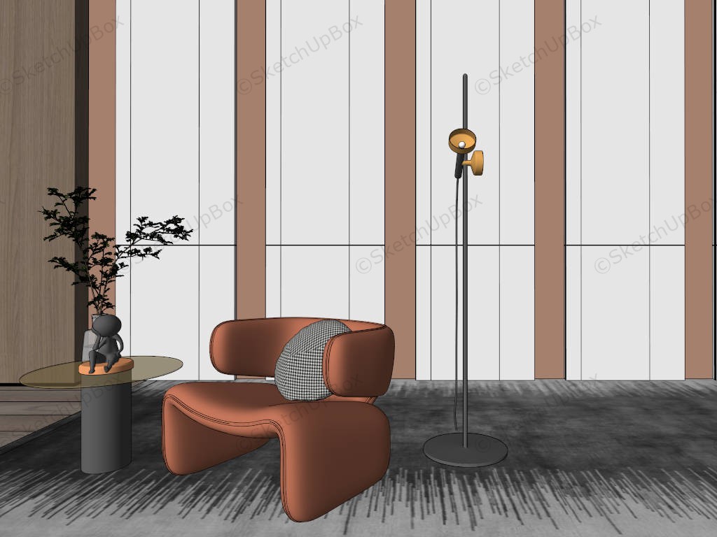 Armchair Side Table Accent Wall Idea sketchup model preview - SketchupBox