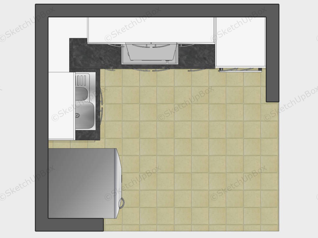 Small Corner Kitchen Ideas sketchup model preview - SketchupBox