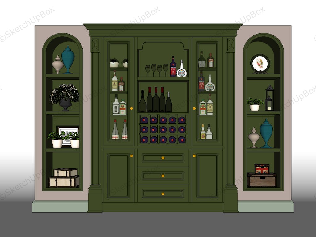 Wine Display Case With Shelves sketchup model preview - SketchupBox