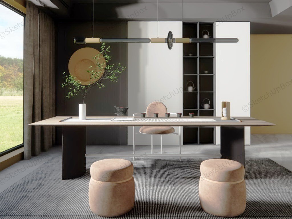 Chinese Tea Room Interior Design sketchup model preview - SketchupBox