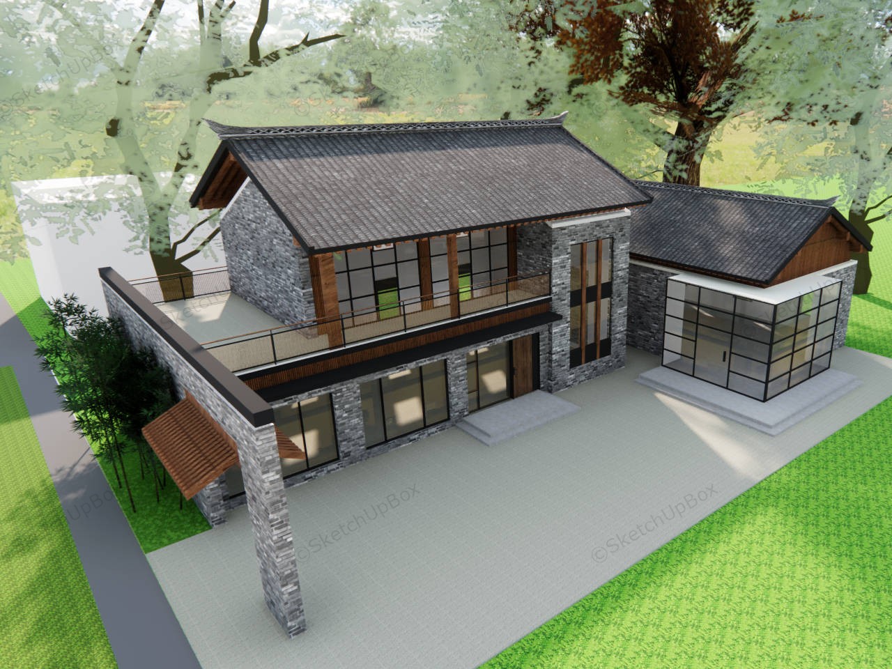 Small Country Inn Design sketchup model preview - SketchupBox