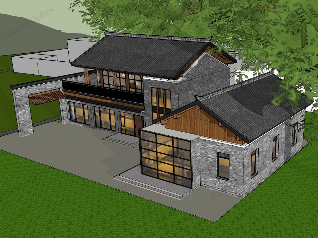 Small Country Inn Design sketchup model preview - SketchupBox