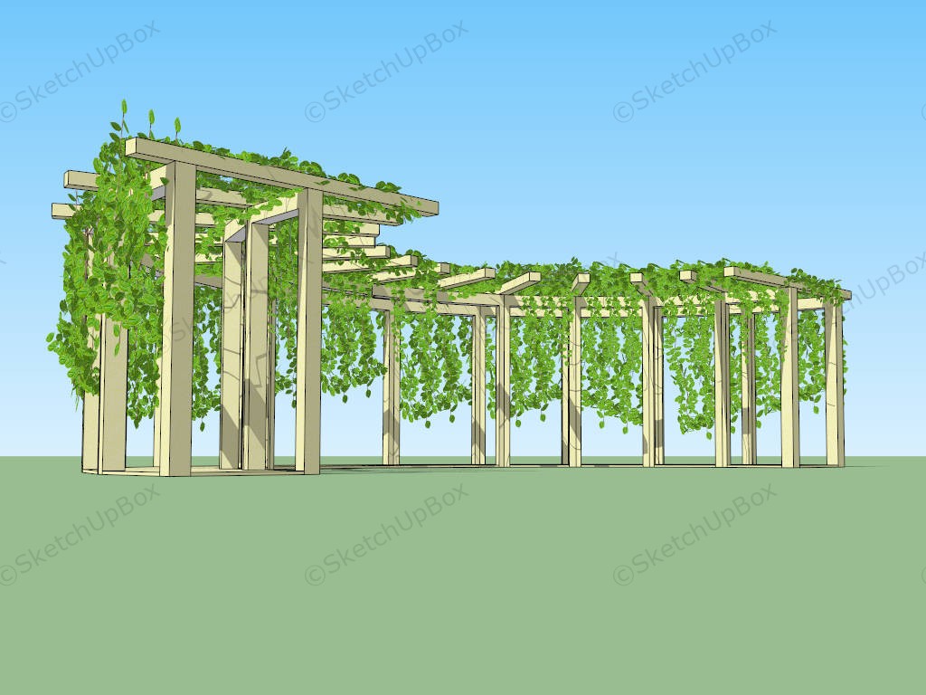 Curved Pergola Covered In Vines sketchup model preview - SketchupBox