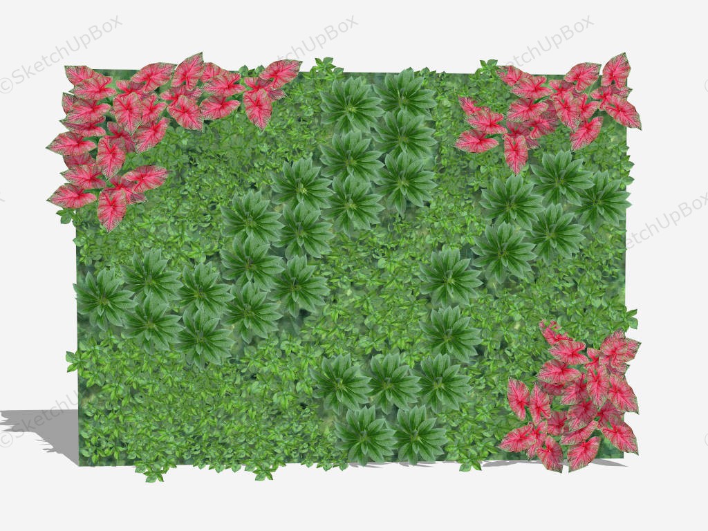 Green Wall With Flowers sketchup model preview - SketchupBox