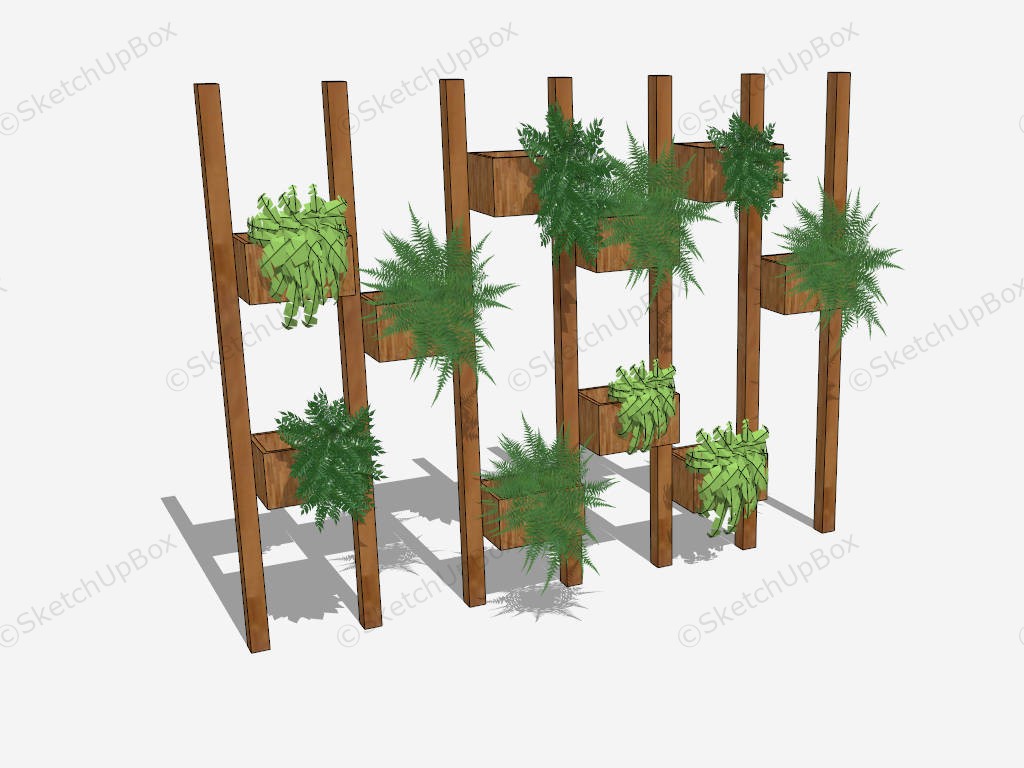 Wooden Shelf Planter Vertical Garden sketchup model preview - SketchupBox