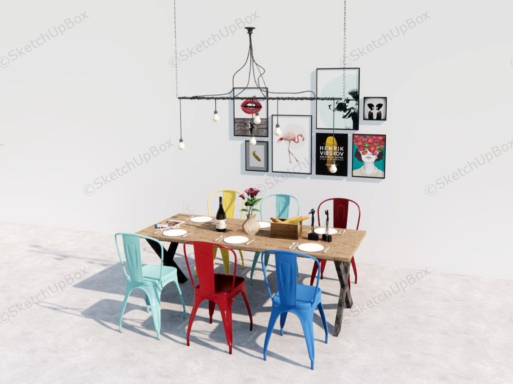 Colorful Dining Room Set sketchup model preview - SketchupBox