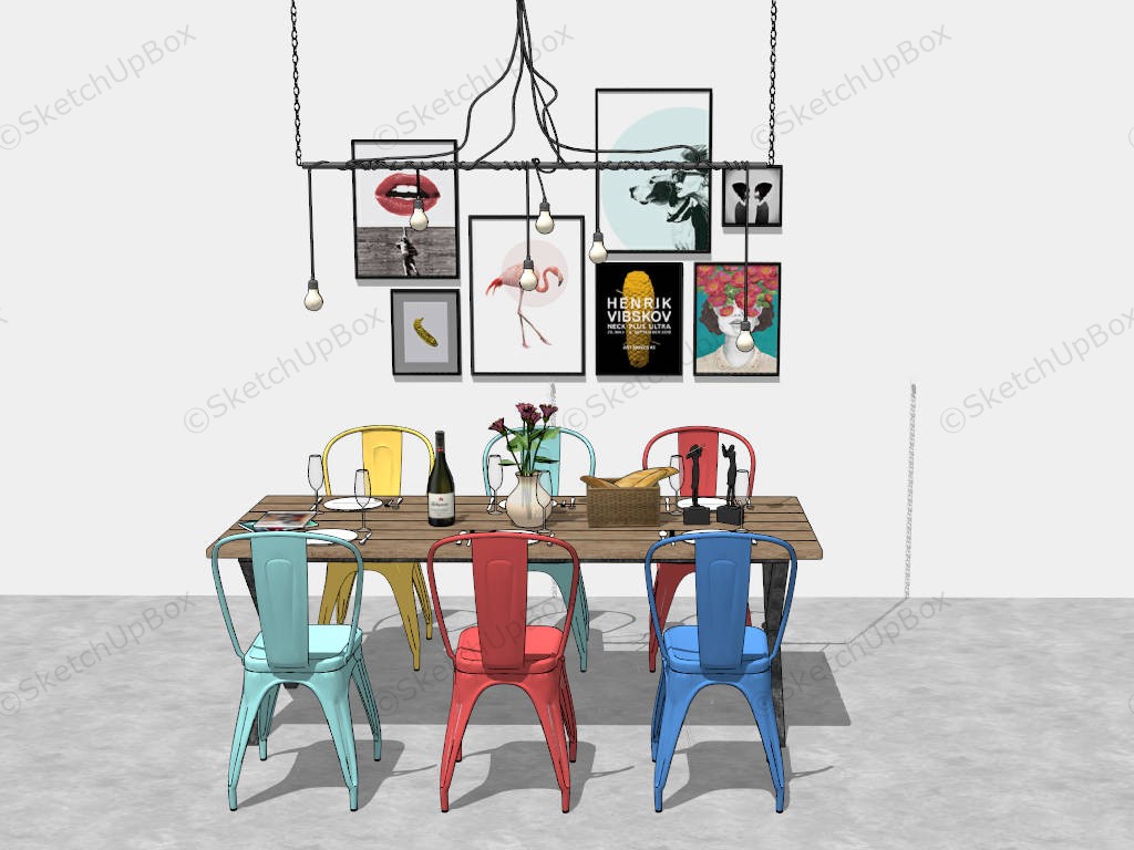 Colorful Dining Room Set sketchup model preview - SketchupBox