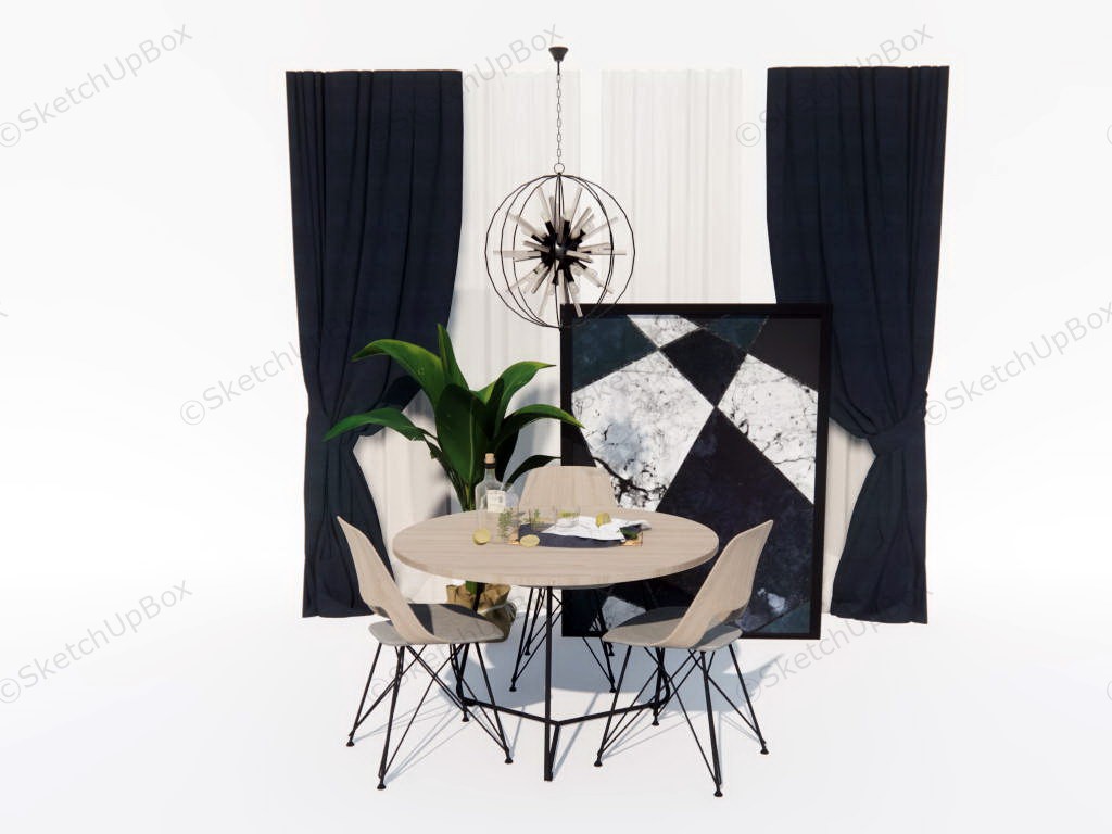 Small Apartment Dining Room Set sketchup model preview - SketchupBox