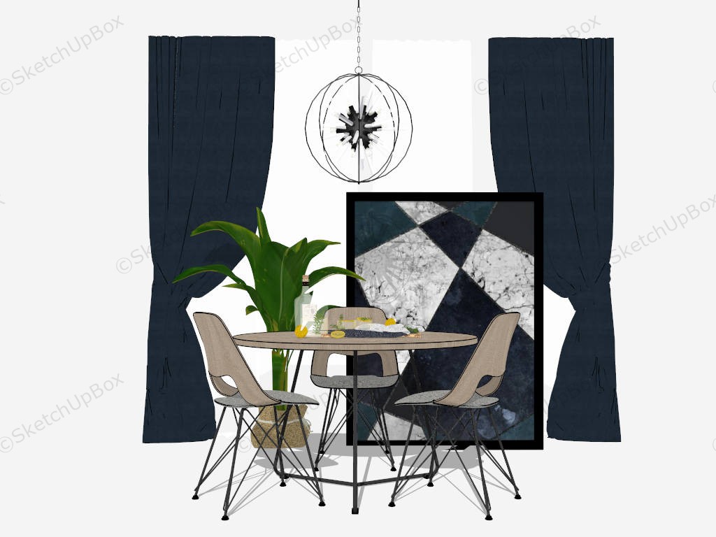 Small Apartment Dining Room Set sketchup model preview - SketchupBox