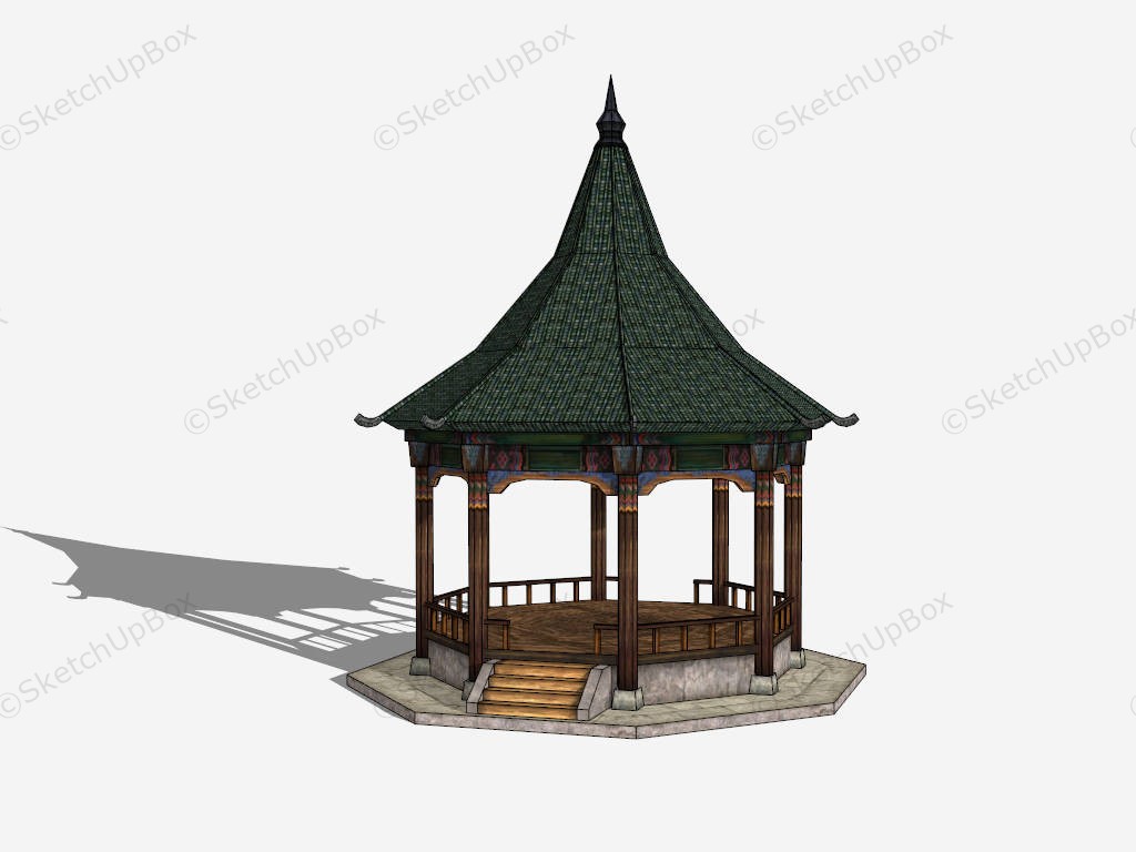 Ancient Japanese Pavilion sketchup model preview - SketchupBox