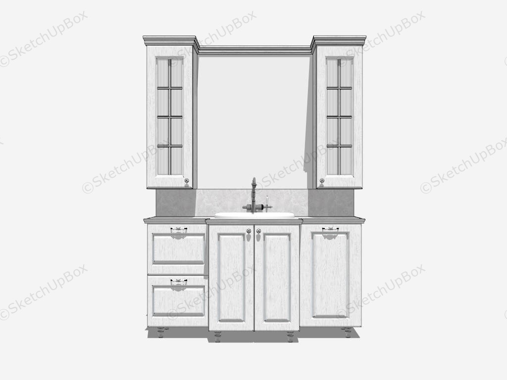 White Bathroom Vanity With Storage Cabinet sketchup model preview - SketchupBox