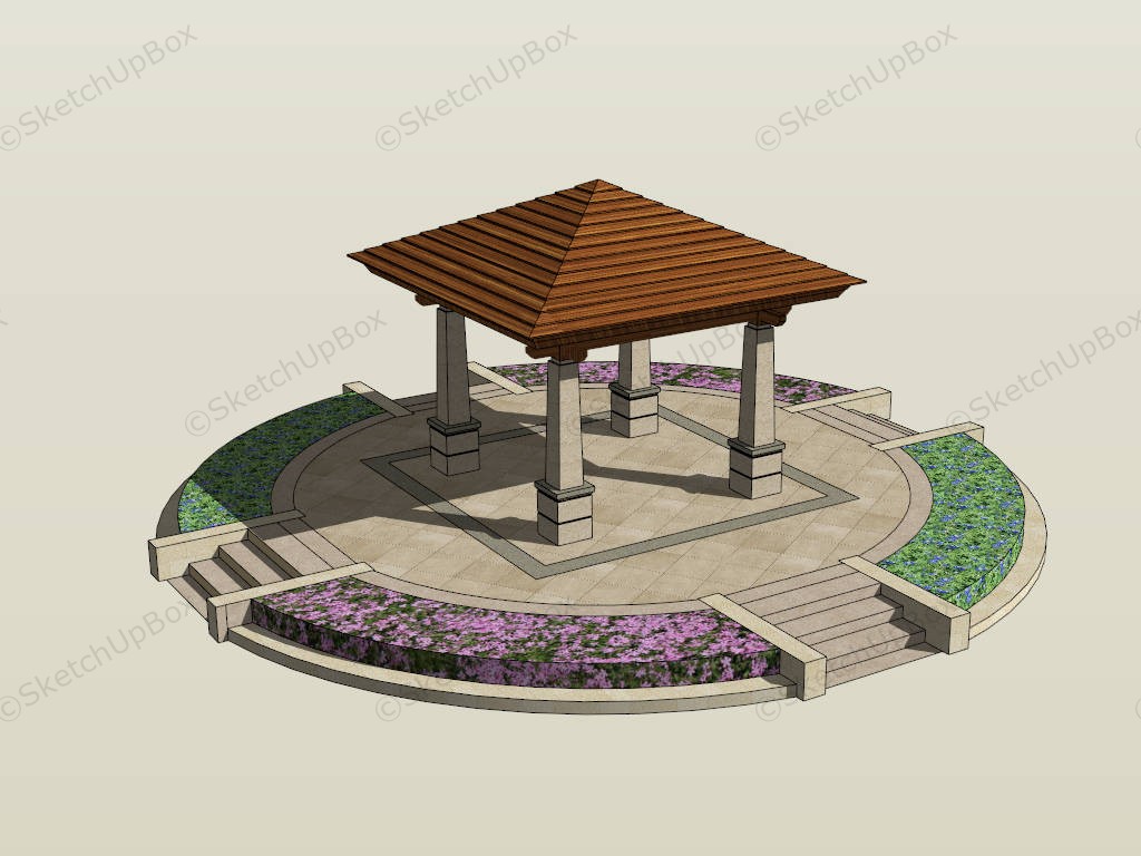 Public Pavilion With Raised Garden Bed sketchup model preview - SketchupBox