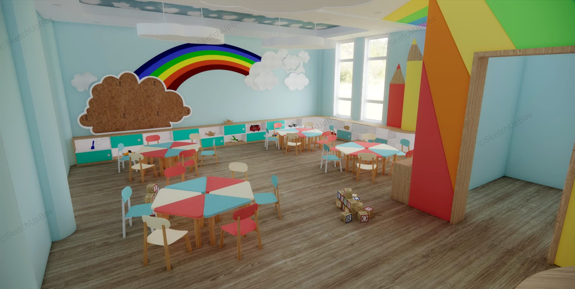 Preschool Playroom Idea sketchup model preview - SketchupBox