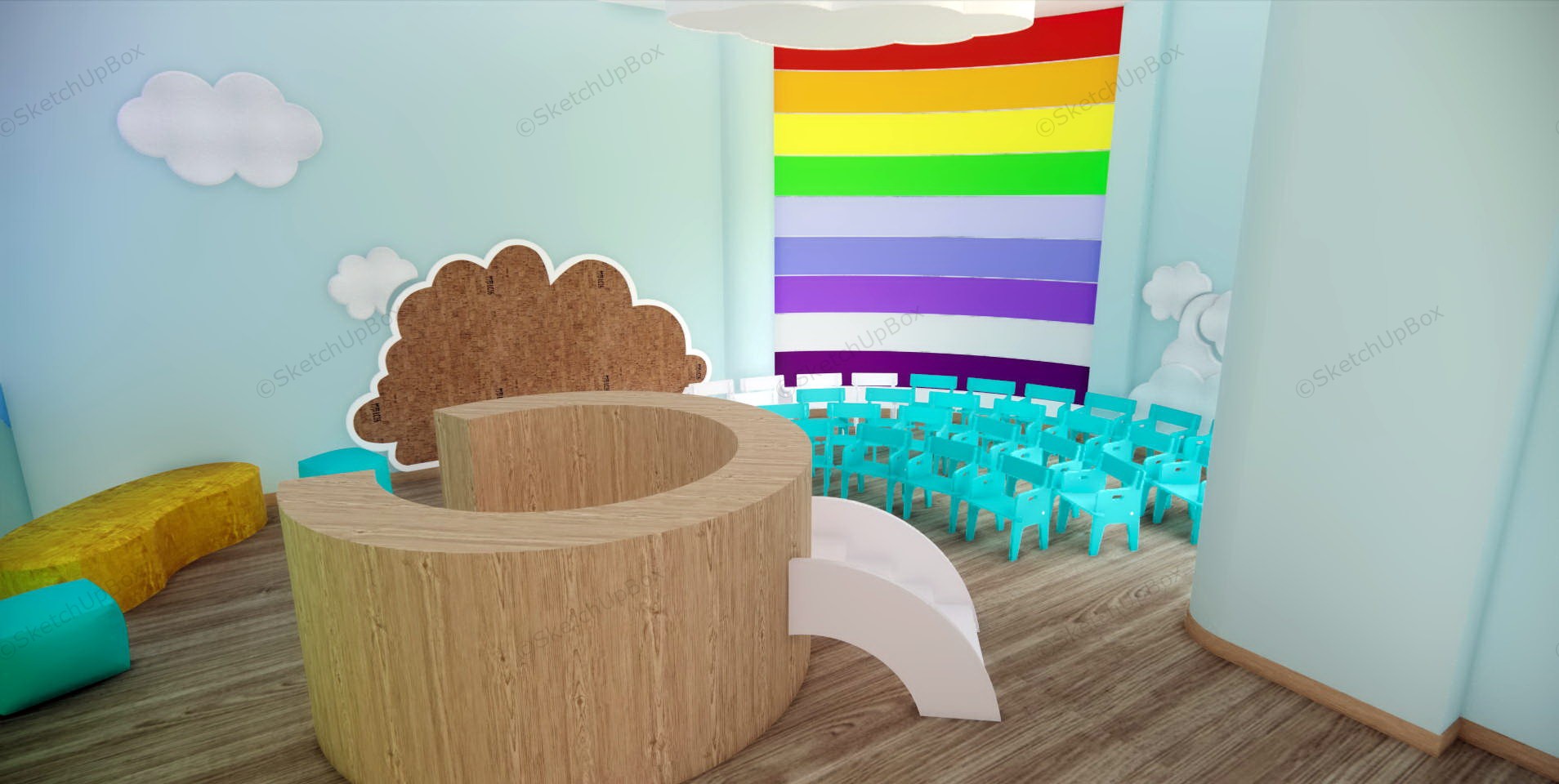 Preschool Playroom Idea sketchup model preview - SketchupBox