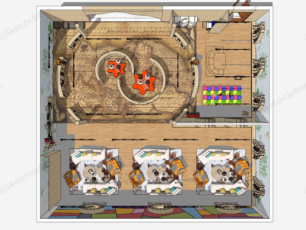 Elementary School Library Design Idea sketchup model preview - SketchupBox