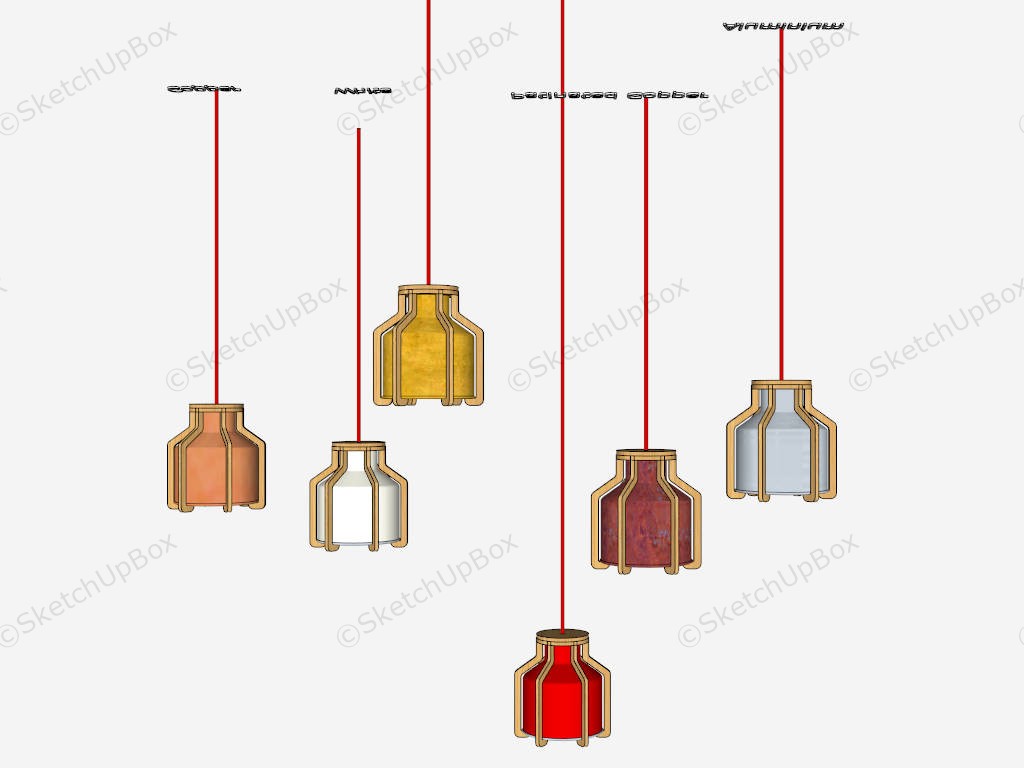 Industrial Retro Colorful Pendant Lights sketchup model preview - SketchupBox