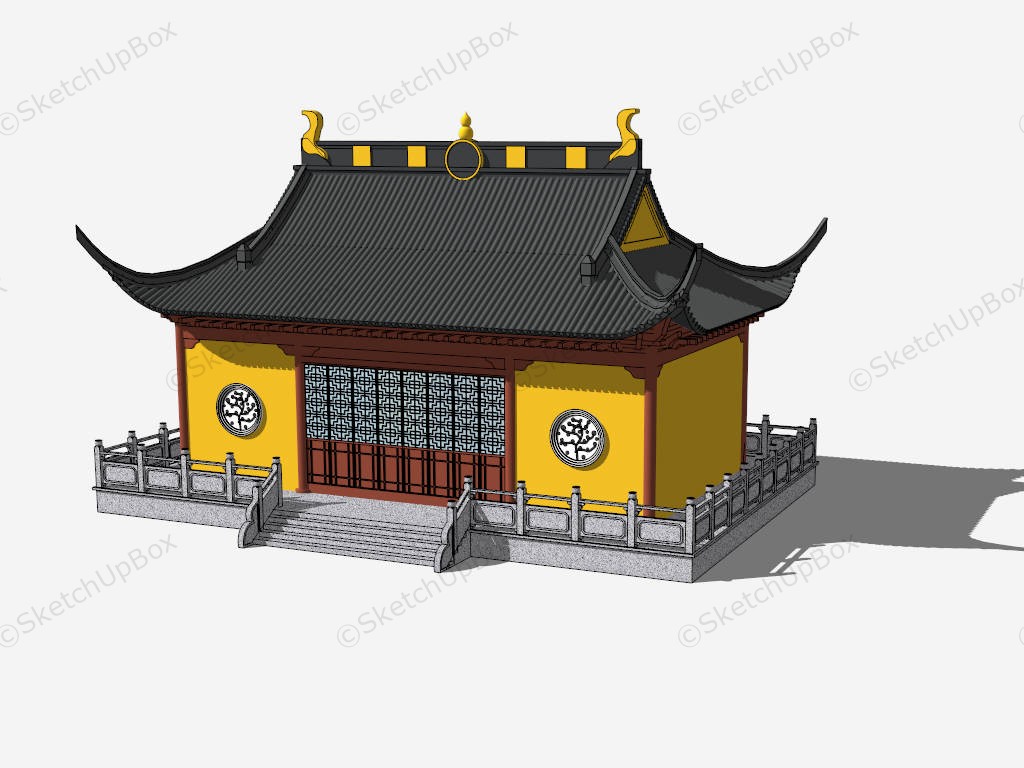 Chinese Buddhist Temple sketchup model preview - SketchupBox