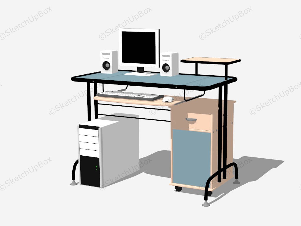 Small Metal Computer Desk sketchup model preview - SketchupBox