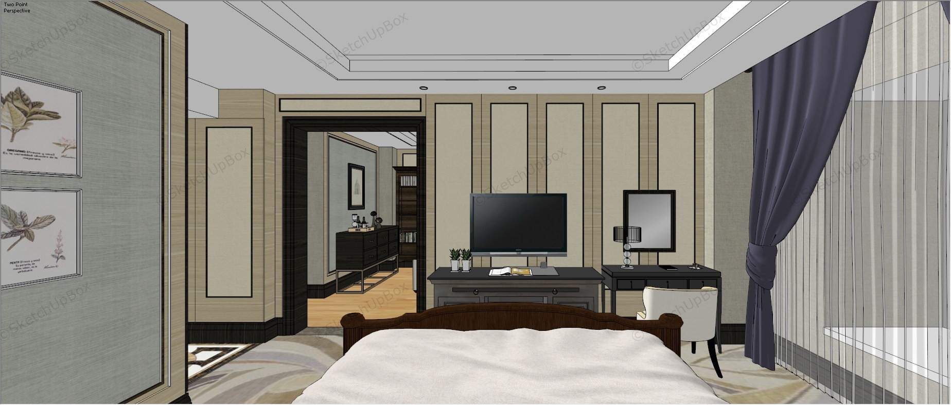 Executive Suite Hotel Room Design sketchup model preview - SketchupBox