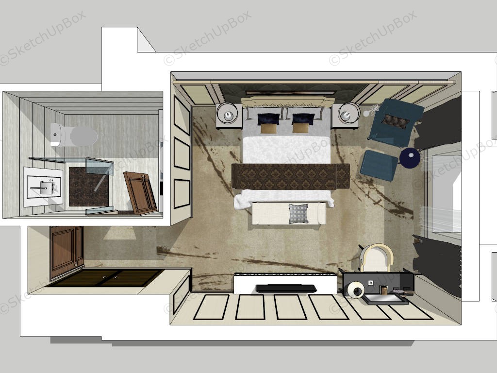 Deluxe King Room Interior Design sketchup model preview - SketchupBox