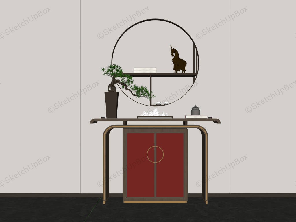 Chinese Style Entryway Console Table Idea sketchup model preview - SketchupBox