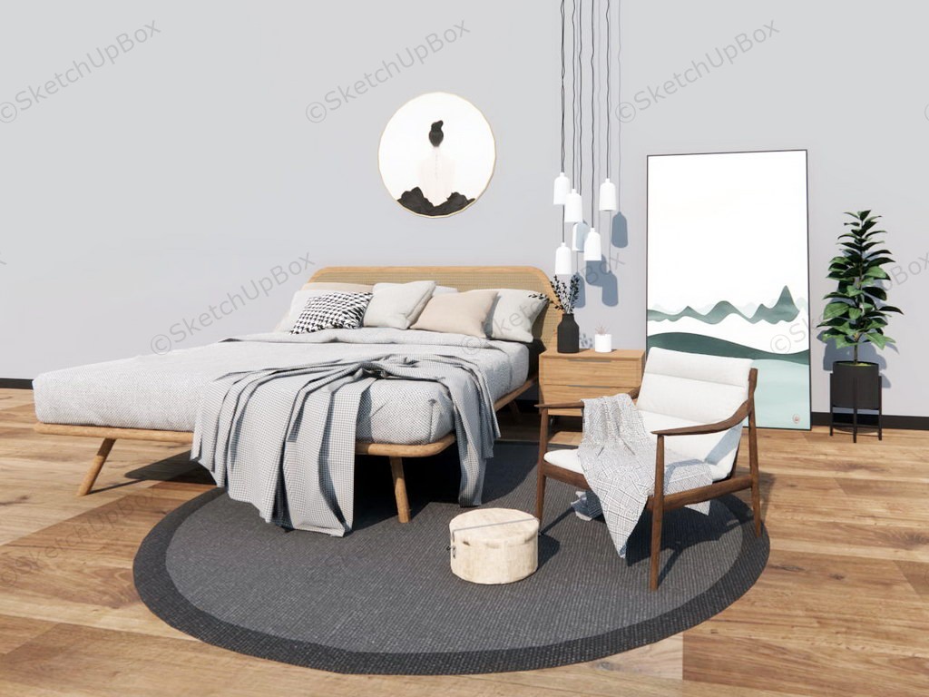 Elegant Wood Bedroom Idea sketchup model preview - SketchupBox