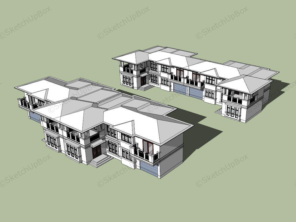 Row House Exterior Design sketchup model preview - SketchupBox