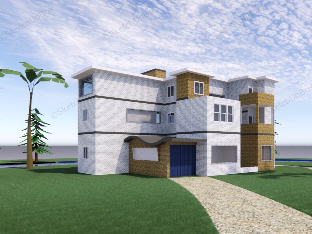 Riverside House sketchup model preview - SketchupBox