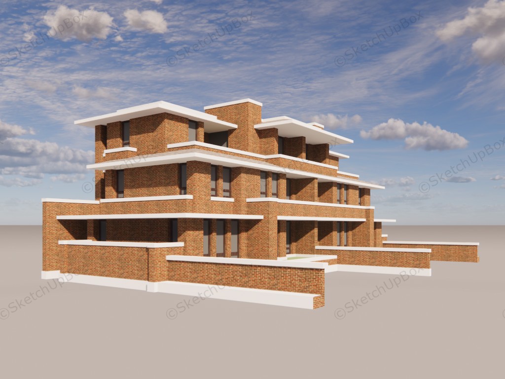 3 Story Brick Homes sketchup model preview - SketchupBox