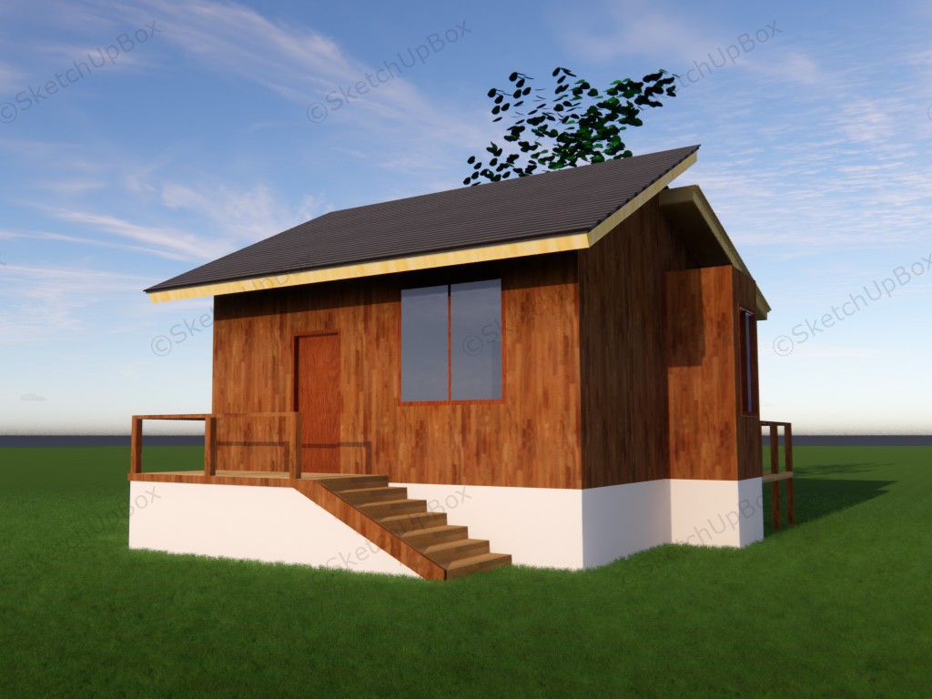 Tiny Wood Cabin sketchup model preview - SketchupBox